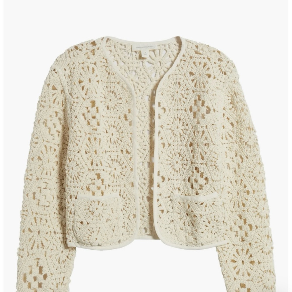 Treasure & Bond Cream Crochet Women Sweater / Coat